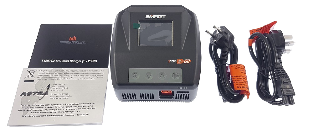 Obsah balení - Spektrum Smart nabíječ S1200 1x200W AC