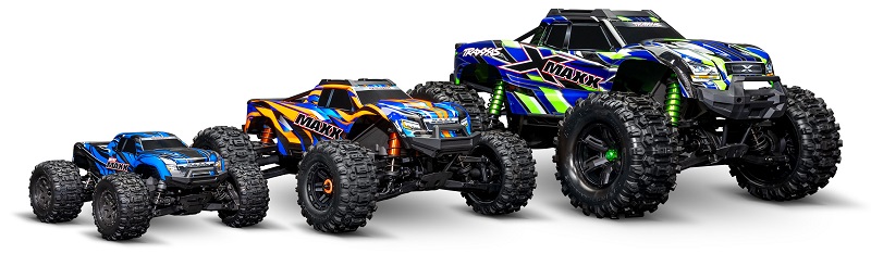 Srovnání velikostí RC modelů: Mini Maxx 1:12, Maxx 1:8, X-Maxx 1:5