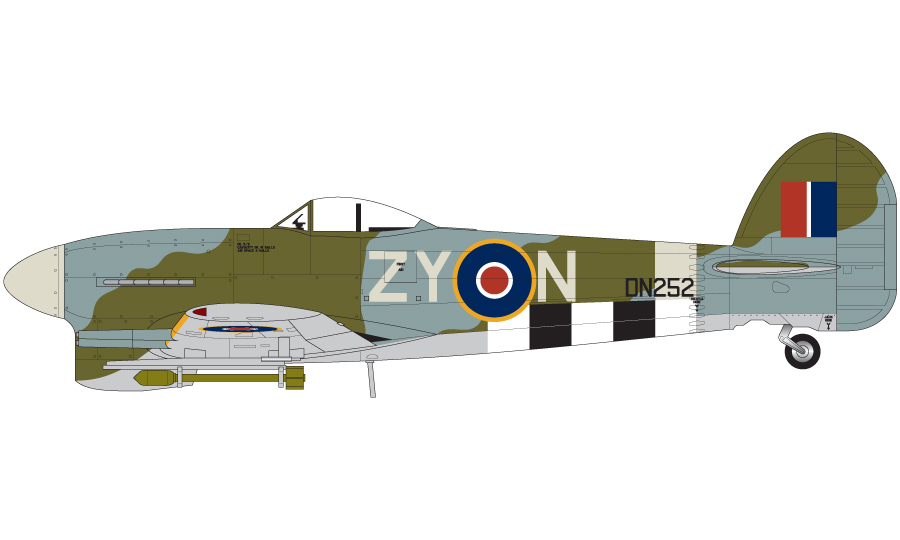 Hawker Typhoon MK.1B, DN252 ZY-N, 247. letka, 2nd Tactical Air Force, France and Belgium, Červen až září 1944