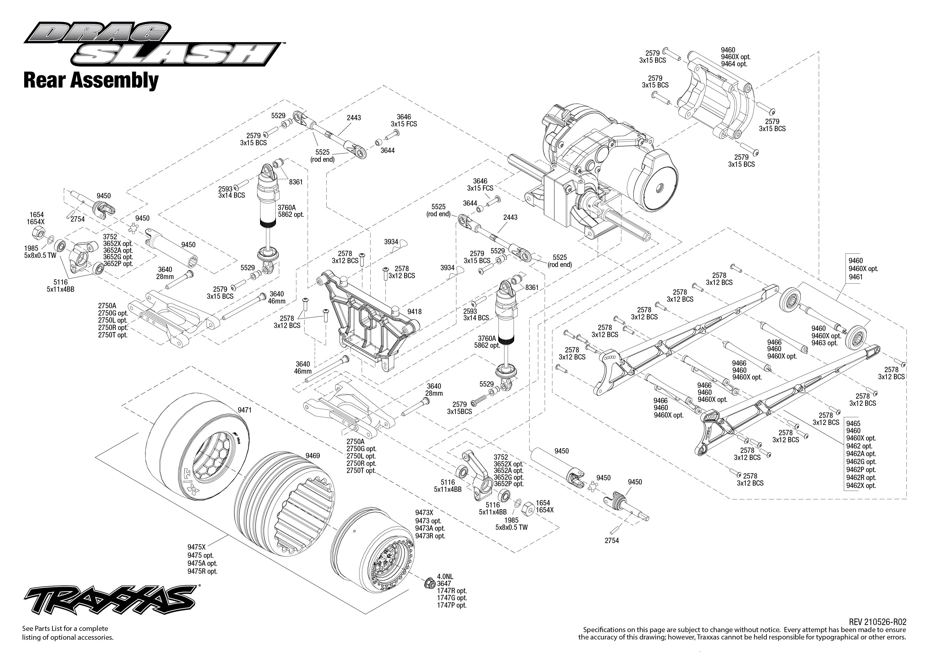 exploded view of traxxas ultimate slash chassis