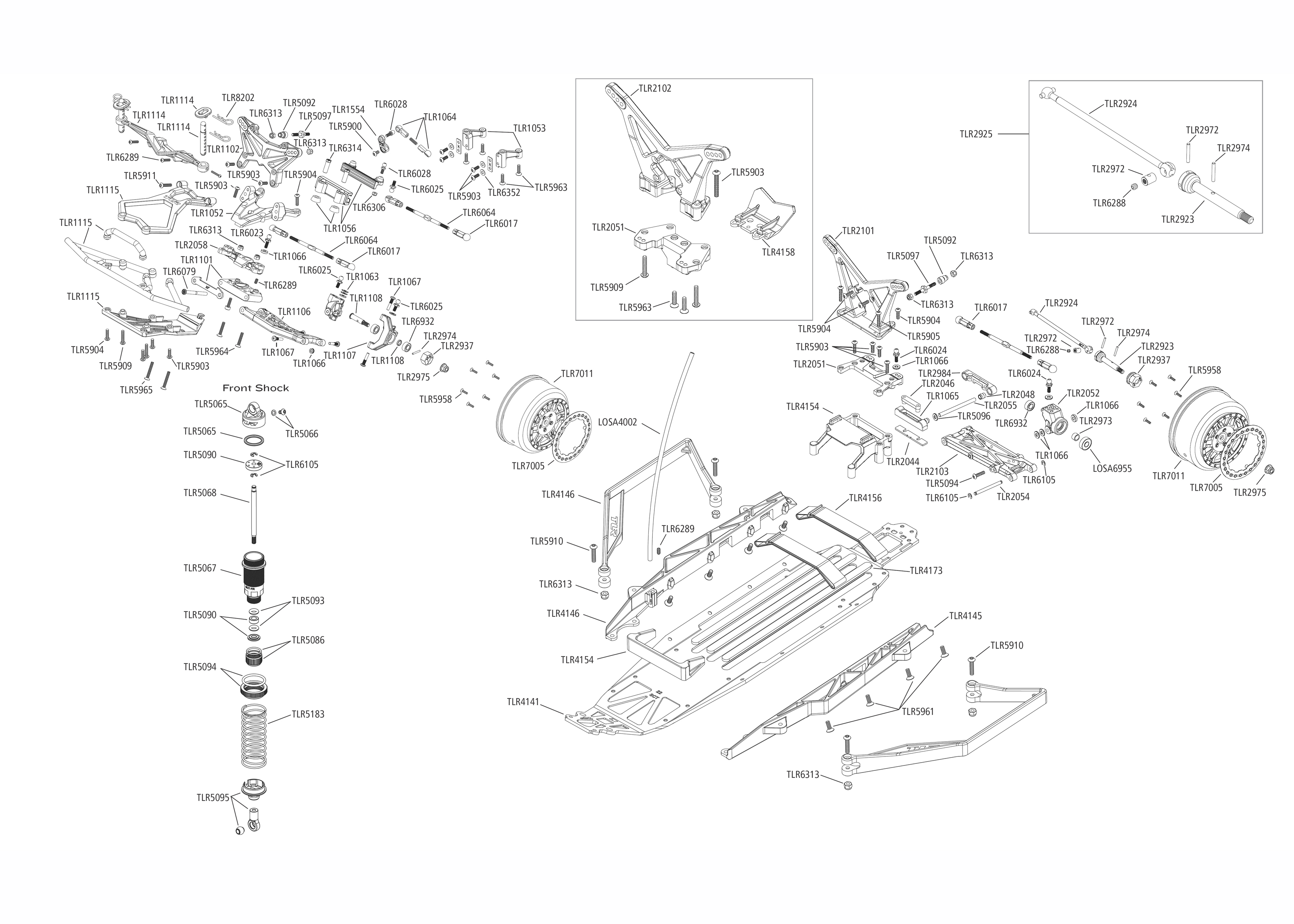 losi 22s drag exploded view