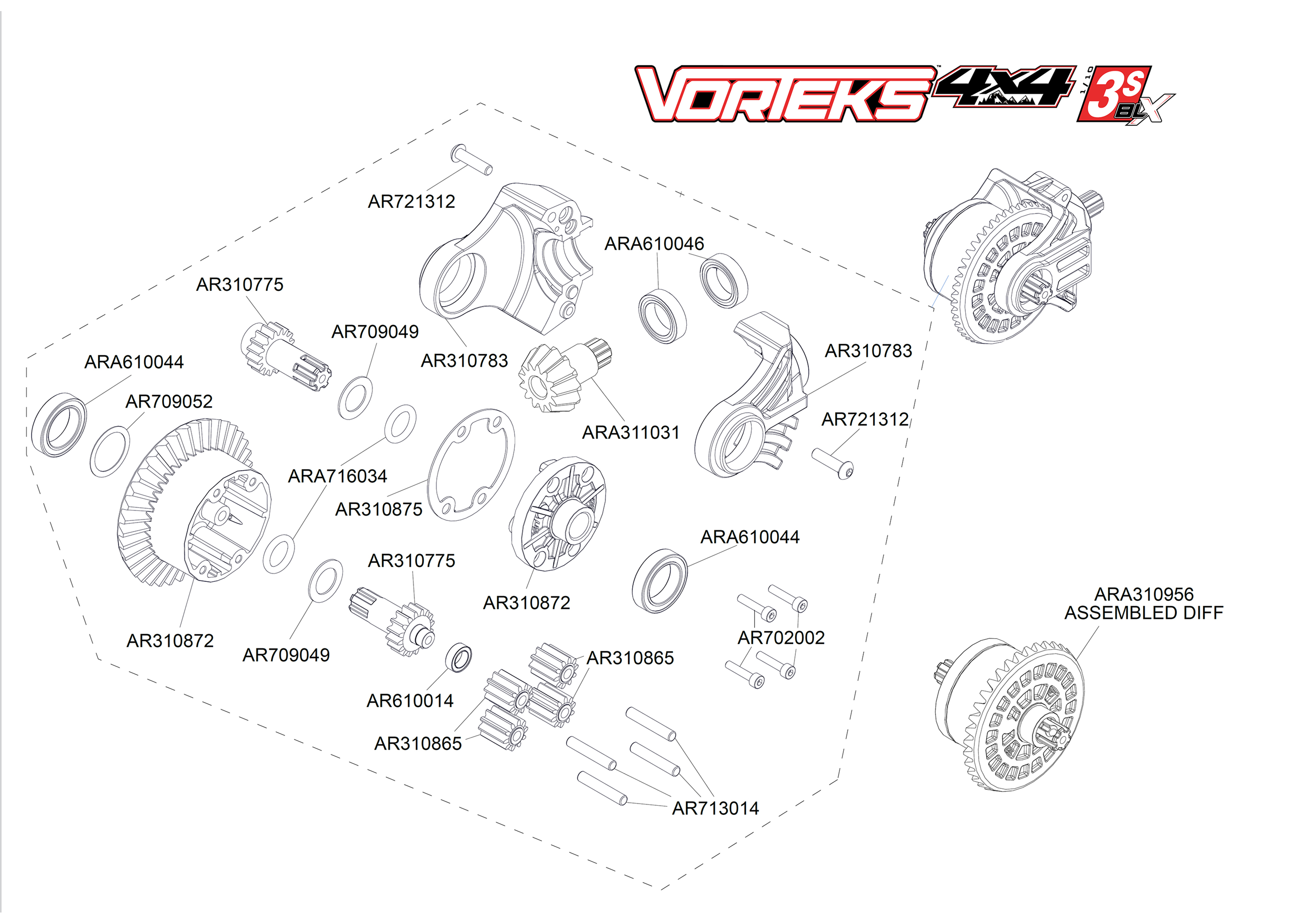 arrma vorteks 4x4 parts