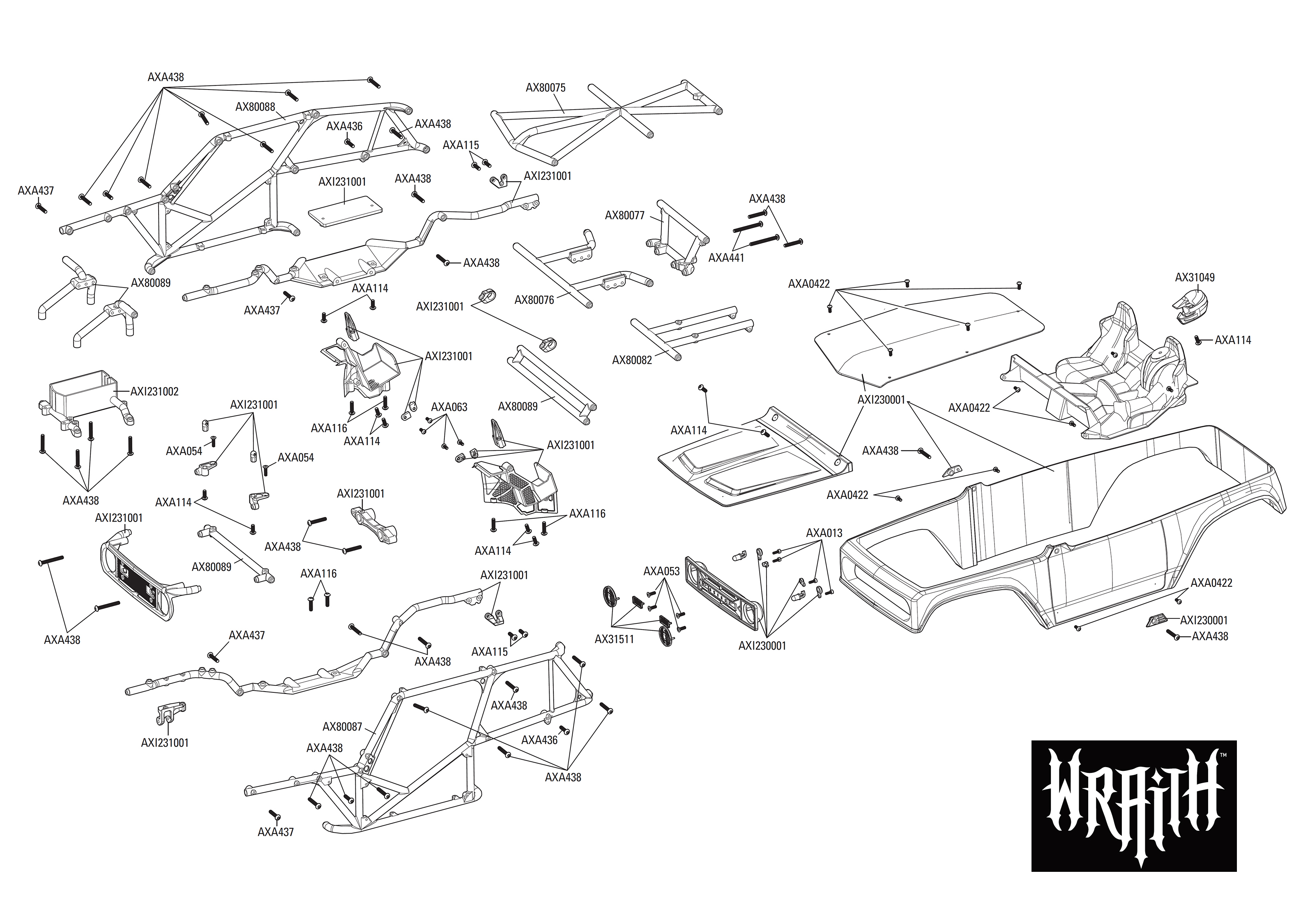 Axial wraith on sale 1.9 parts