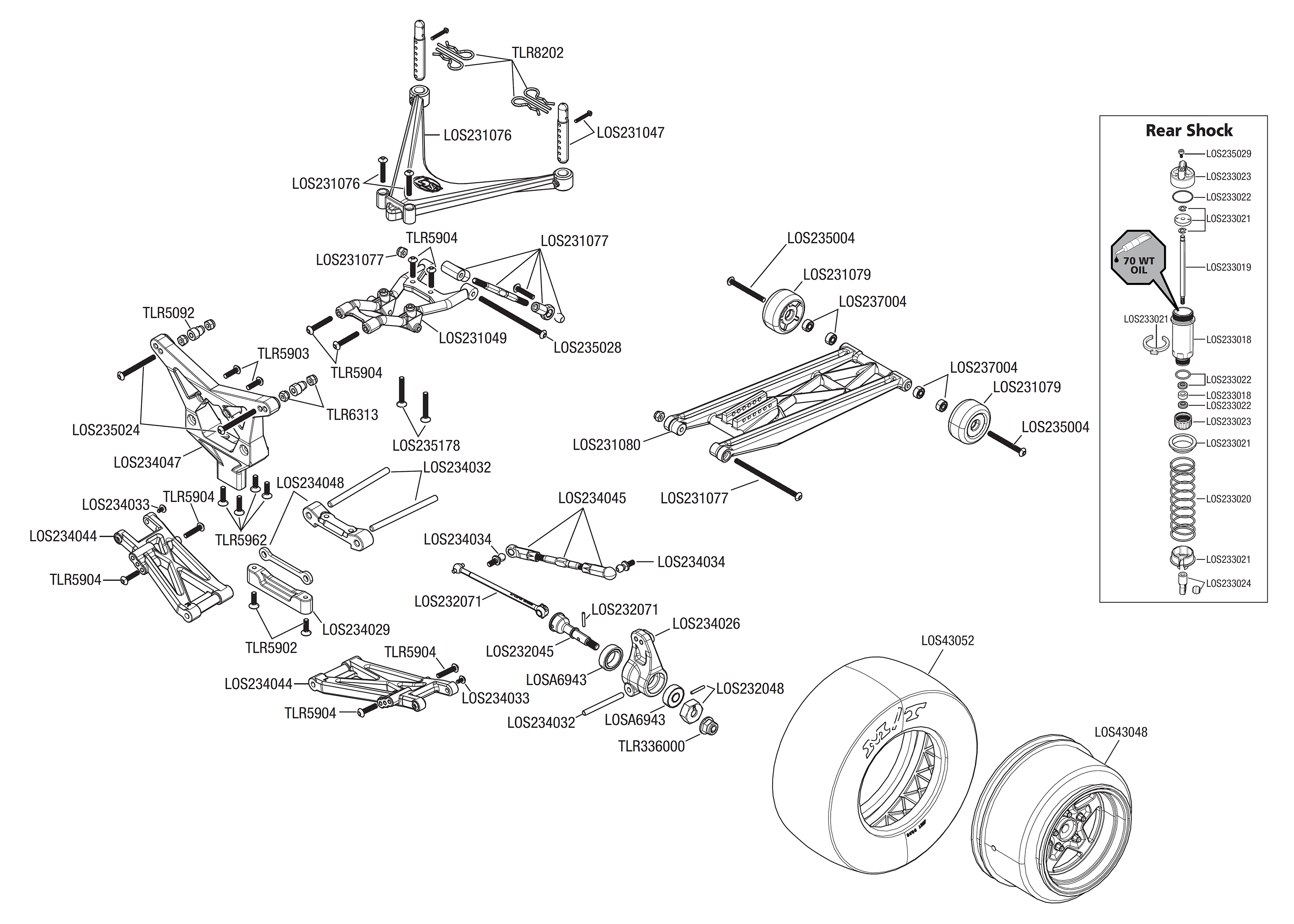 losi 22s drag car exploded view