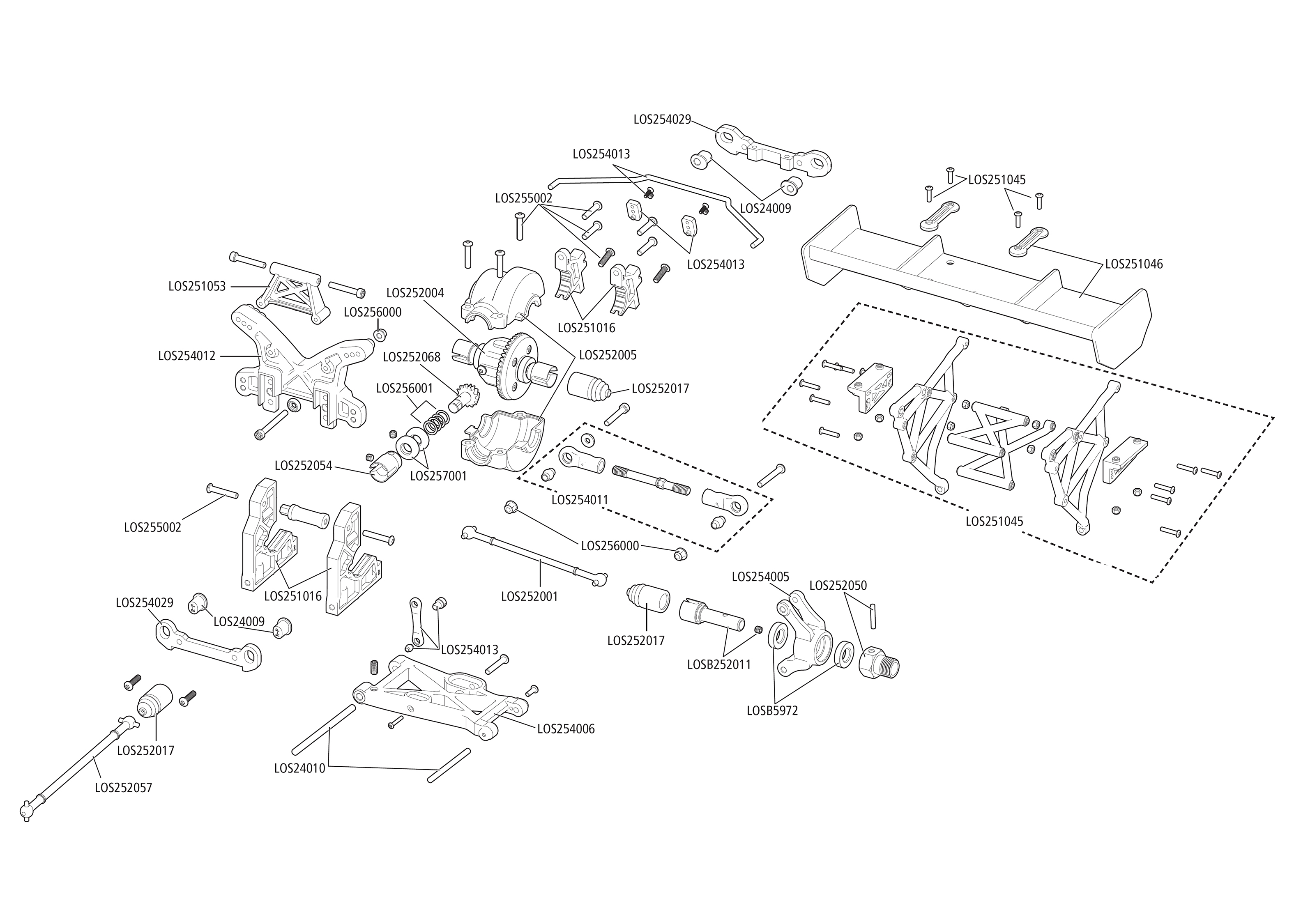 losi dbxl e 2.0 exploded view