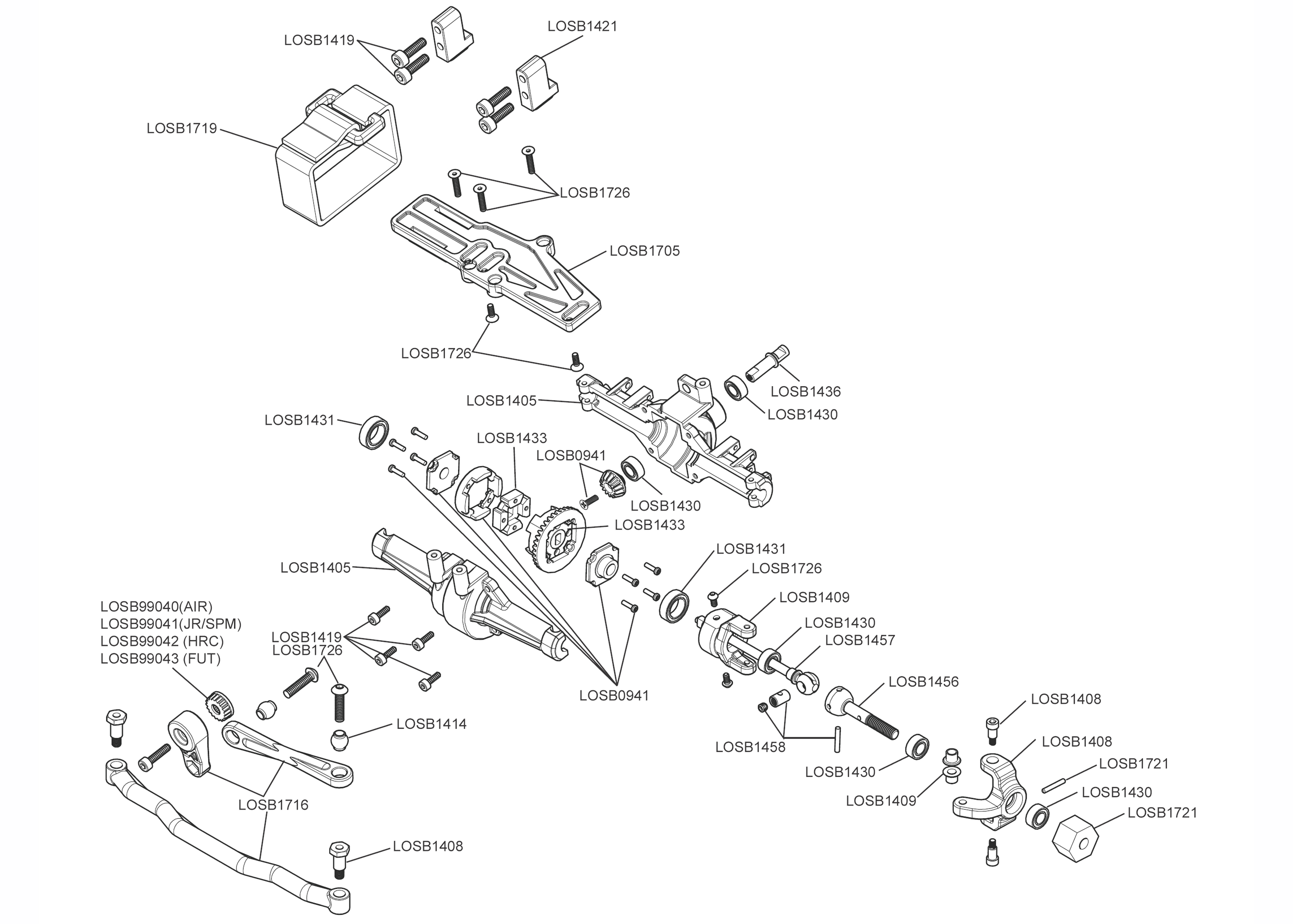 Exploded view Mini Rock Crawler Pro Front part Astra