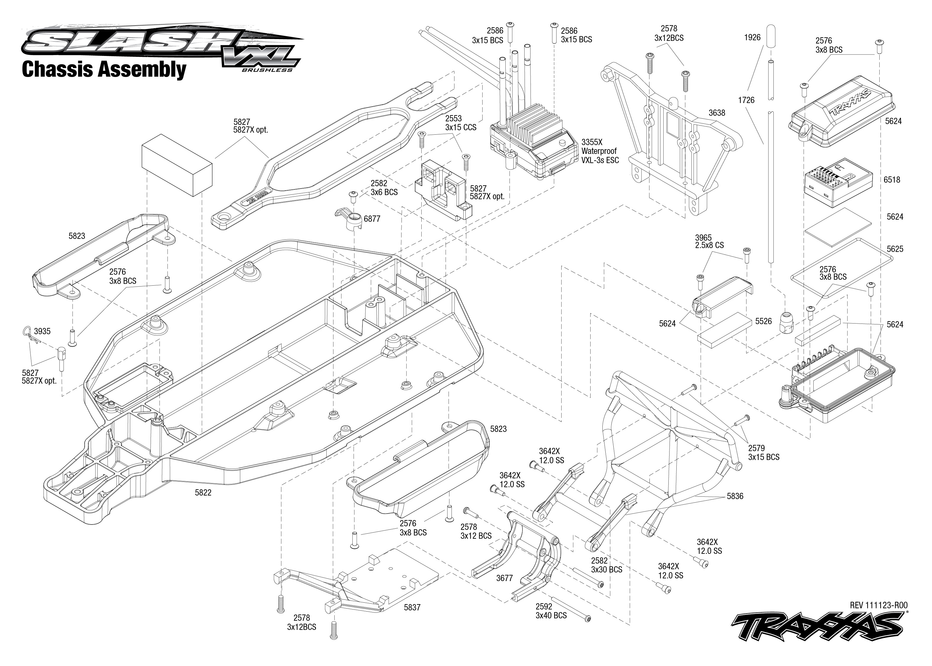 Traxxas slash 4x4 hot sale exploded view chassis