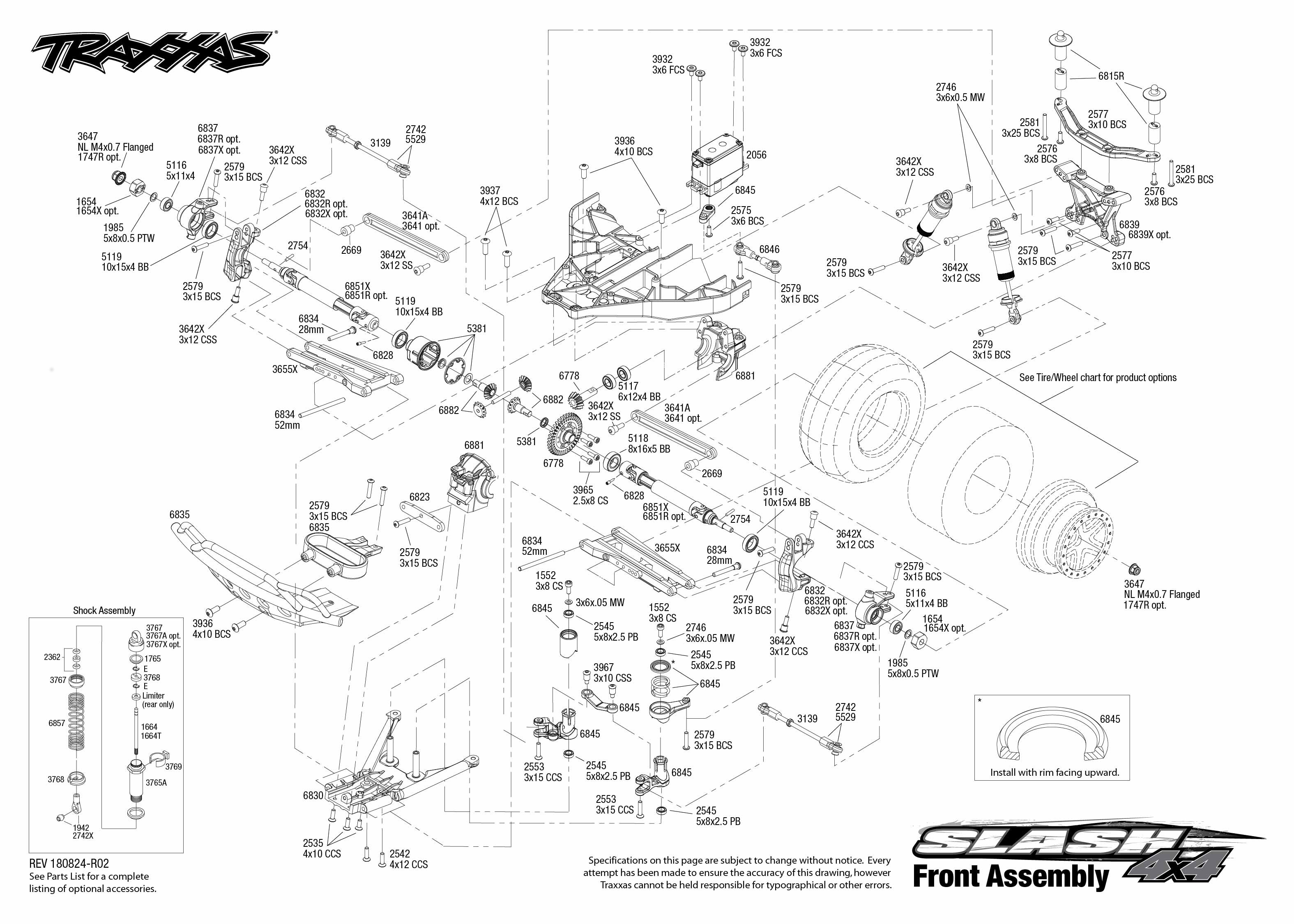 traxxas slash 4x4 front exploded view