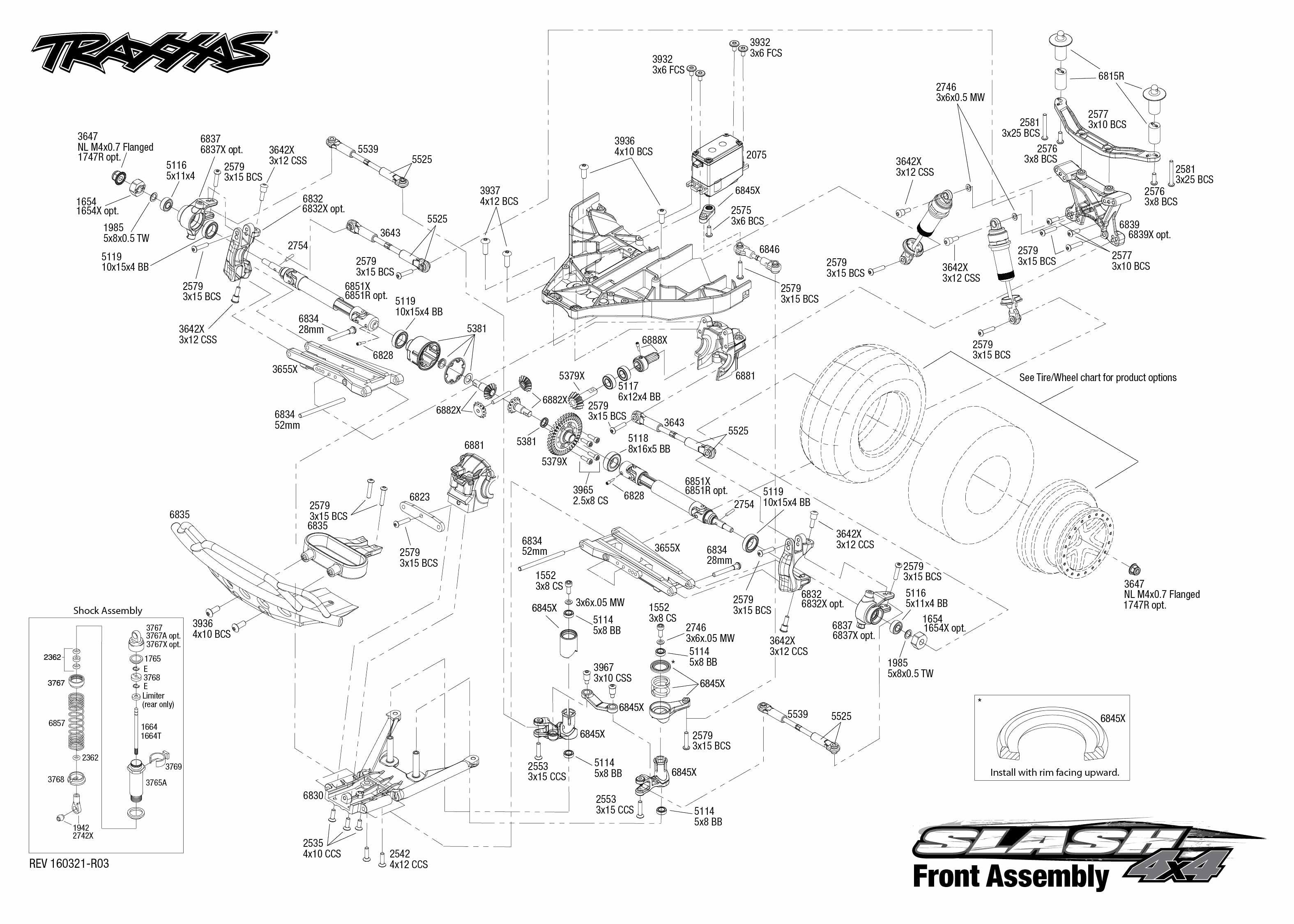 traxxas slash 4x4 front exploded view