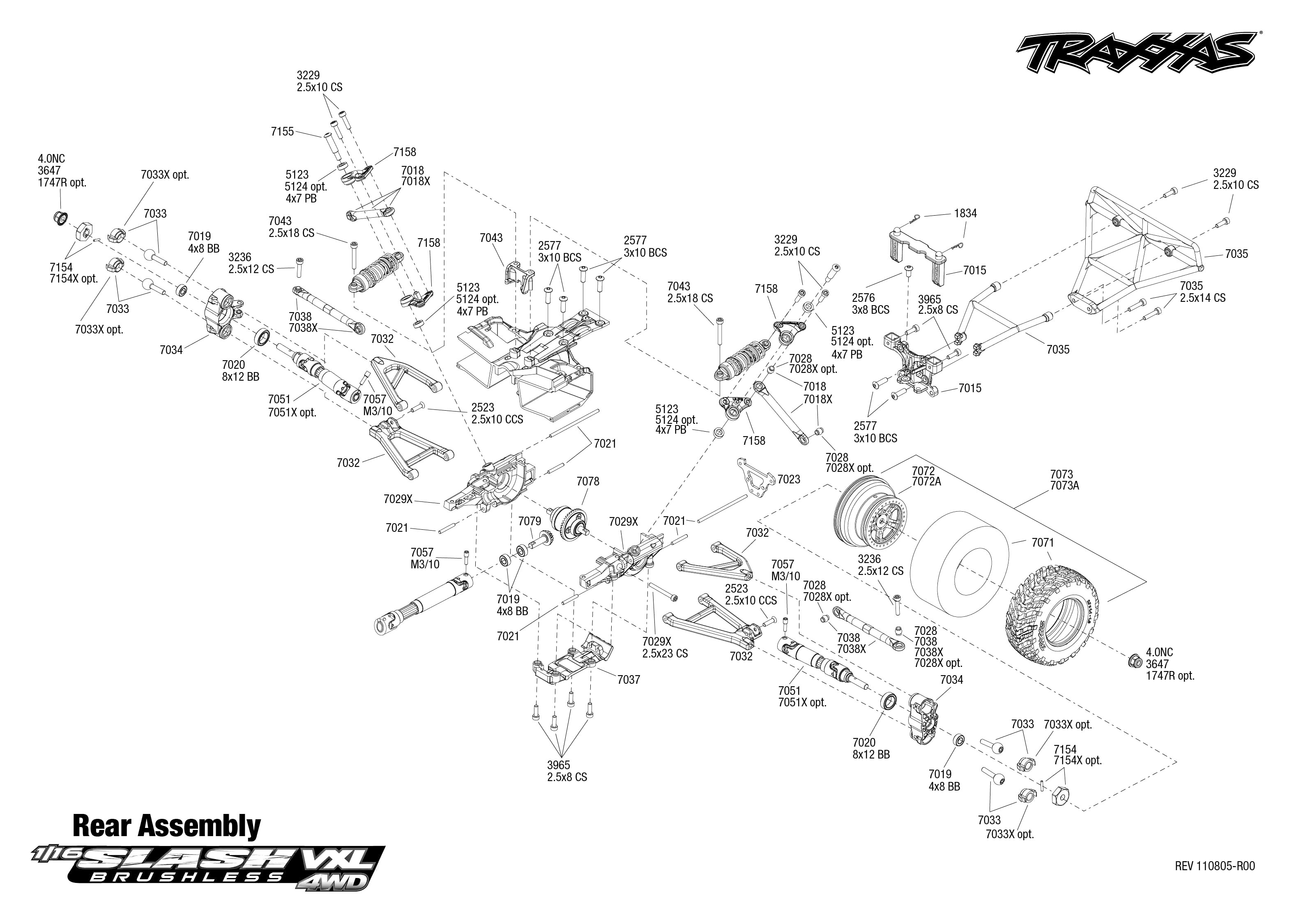 traxxas slash parts list