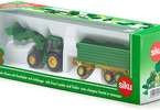 SIKU Farmer - John Deere s čelním nakladačem a přívěsem 1:87