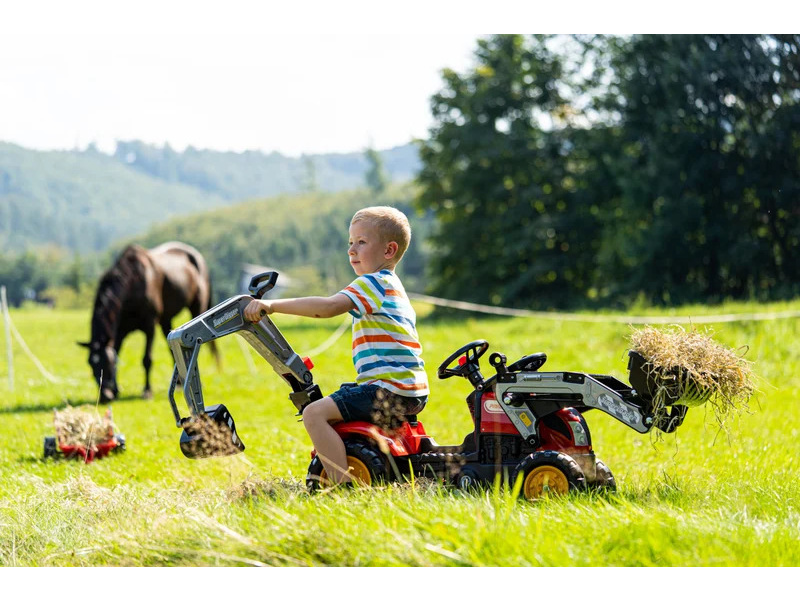 FALK - Šliapací traktor Farm Lander s nakladačom, rýpadlom a vlečkou červený FA-2058N