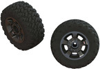 Arrma Wheels & Tires, dBoots Ragnarok Mt Tires, Black Chrome Wheels (2)