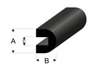 Raboesch rubber rounded profile with groove 10x9mm 2m