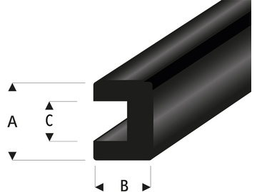 Raboesch rubber profile U 4.8x8mm 2m / KR-rb104-53