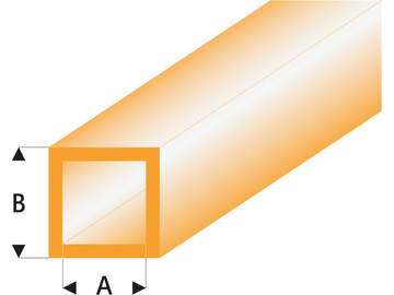 Raboesch profil ASA trubka čtvercová transparentní oranžová 2x3x330mm (5) / KR-rb433-53-3