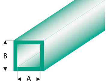 Raboesch profil ASA trubka čtvercová transparentní zelená 2x3x330mm (5) / KR-rb436-53-3