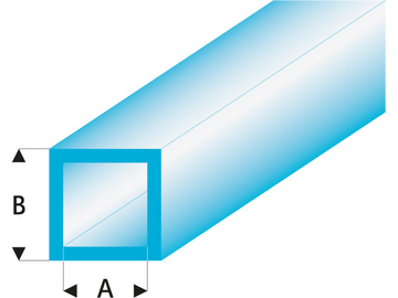 Raboesch profil ASA trubka čtvercová transparentní modrá 2x3x330mm (5) / KR-rb437-53-3
