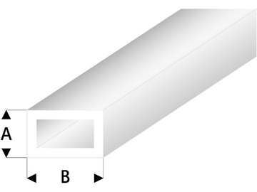 Raboesch ASA profile tube square transparent white 2x4x330mm (5) / KR-rb439-53-3