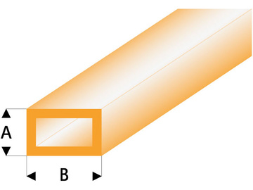 Raboesch ASA profile tube square transparent orange 3x6x330mm (5) / KR-rb441-55-3