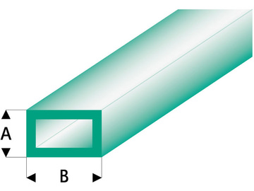Raboesch ASA profile tube square transparent green 2x4x330mm (5) / KR-rb444-53-3