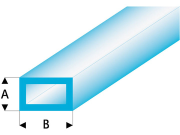 Raboesch ASA profile tube square transparent blue 2x4x330mm (5) / KR-rb445-53-3
