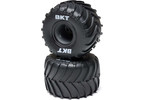 Losi MT Tires, Black Beadlock, Premounted (2): Mini LMT