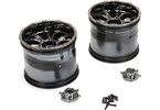 Losi 1/8 420S Force Front/Rear 4.1 Wheels with Cap, Black Chrome, 20mm Hex (2): LST XXL-2