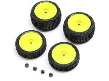 Losi Tires & Wheels Mounted, Yellow: Micro-B / LOS-1762