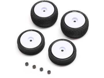 Losi Tires & Wheels Mounted, White: Micro-B / LOS-1763