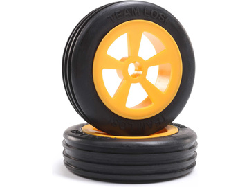 Losi Rib Front Tires, Mounted, Orange (2): Mini JRX2 / LOS41019