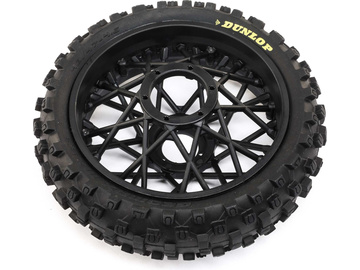 Losi Dunlop MX53 Rear Tire Mounted, Black: PM-MX / LOS46005