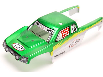Losi Painted Body, Green with Stickers: Mini-DT / LOSB1386