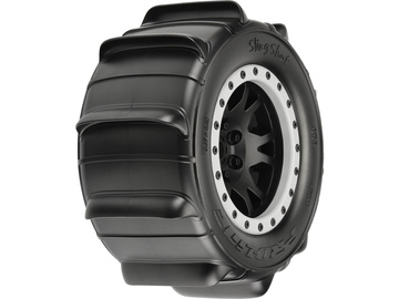 Pro-Line Wheels 4.3", Sling Shot Pro-Loc Tires, Impulse H24 Black/Gray Wheels (2) (X-Maxx) / PRO1014613