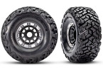 Traxxas Tires & wheels 2.2/3.2", black with satin beadlock wheels, Maxx Slash belted tires (pair)
