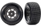 Traxxas Tires & wheels 2.2/3.0", dirt oval graphite gray wheels, Hoosier tires (2) (4WD front/rear, 