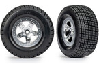 Traxxas Tires & wheels 2.2/3.0", SCT satin chrome wheels, Hoosier tires (2) (4WD front/rear, 2WD rea