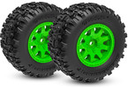 Traxxas Tires & wheels 2.1/2.6", green wheels, Sledgehammer tires (rear) (2)