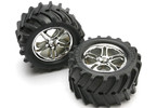Traxxas Tires & wheels 3.8", split spoke H14 chrome wheels, Maxx Chevron tires (pair)