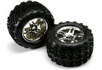 Traxxas Tires & wheels 3.8", split spoke H17 chrome wheels, Talon tires (pair)