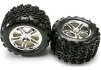 Traxxas Tires & wheels 3.8", split spoke H14 chrome wheels, Talon tires (pair)