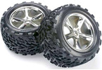 Traxxas Tires & wheels 3.8", Gemini chrome wheels, 14mm hex hub, Talon tires (2)