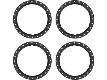 Traxxas Beadlock rings, black (machined aluminum) (4) / TRA10276-BLK