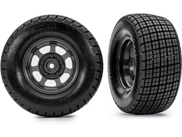 Traxxas Tires & wheels 2.2/3.0", dirt oval graphite gray wheels, Hoosier tires (2) (2WD front only) / TRA10473