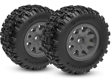 Traxxas Tires & wheels 2.1/2.6", charcoal gray wheels, Sledgehammer tires (rear) (2) / TRA10770-GRAY