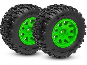 Traxxas Tires & wheels 2.1/2.6", green wheels, Sledgehammer tires (rear) (2) / TRA10770-GRN