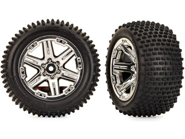 Traxxas Tires & wheels 2.8", RXT chrome wheels, Alias tires (2WD electric rear) (2) / TRA3779X