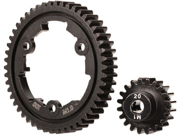 Traxxas Spur gear, 50-tooth, steel (wide-face)/ gear, 20-T pinion (1.0 metric pitch) (fits 5mm shaft / TRA6450