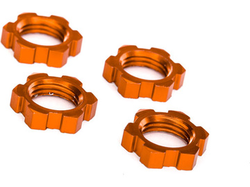 Traxxas Wheel nuts, splined, 17mm, serrated (orange-anodized) (4) / TRA7758T
