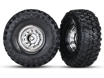 Traxxas Wheels & tires 1.9", chrome wheels, Canyon Trail tires (pair) / TRA8177